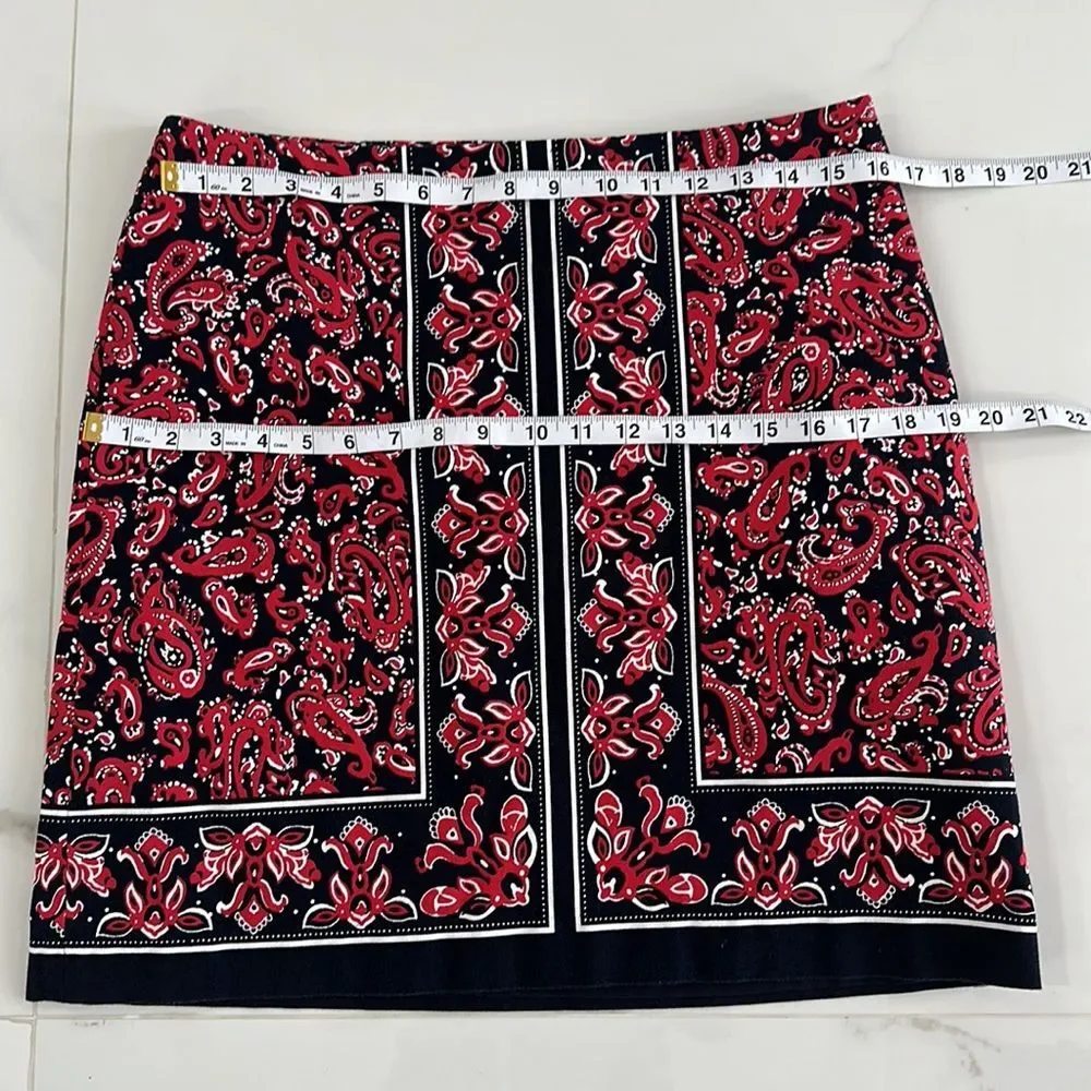 Talbots Skirt Navy/Red/White Paisley Print. Size 10